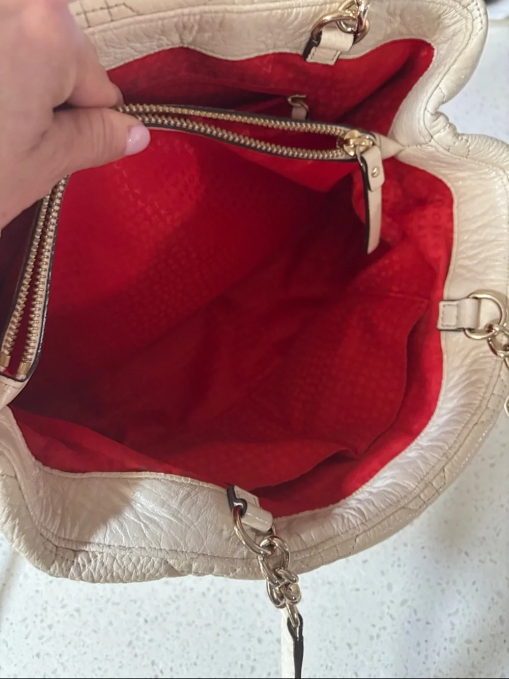 Kate Spade Astor Court ELENA Leather Shoulder Bag Tote Bone